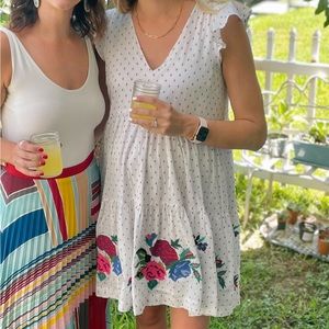 Hatch maternity mini dress with embroidered flowers